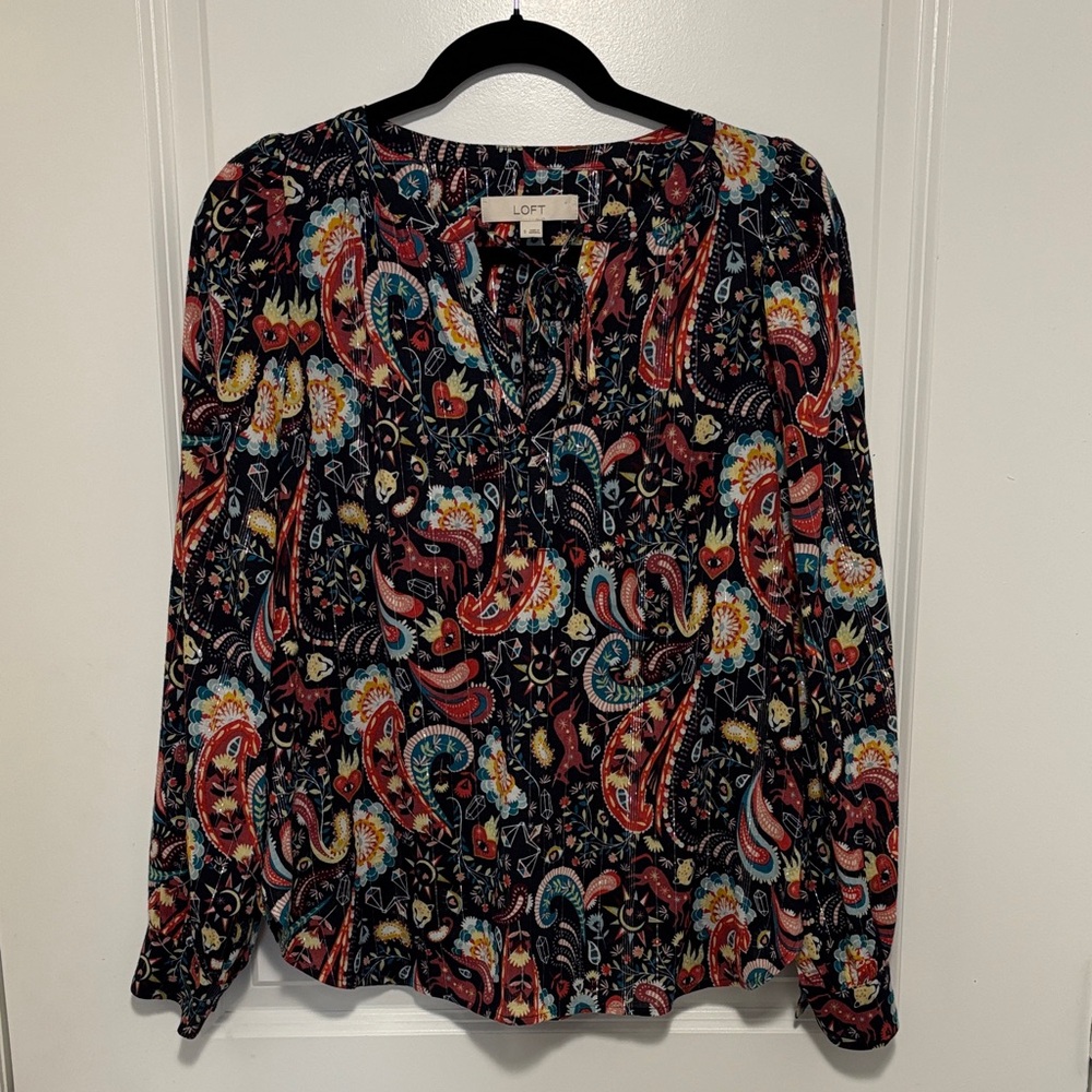 LOFT Colorful Paisley Blouse